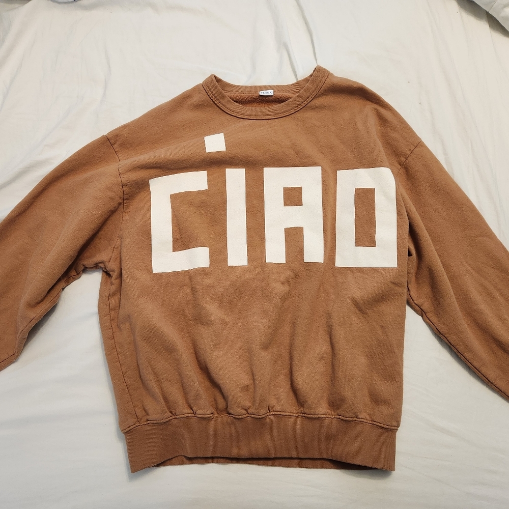Clare V Tan Ciao Crewneck Sweater